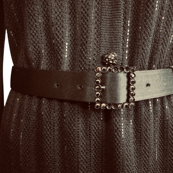 ST JOHN Evening Collection black dress sparkly professional belted women’s 2 NWT - Picture 5 of 17